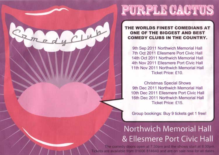 Chestertourist.com - Purple Cactus Comedy Club Northwich Page Two